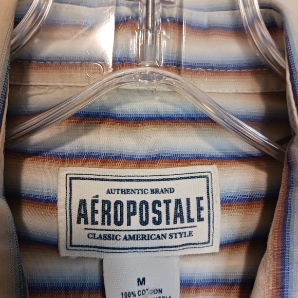 Aeropostale Classic American Style Cotton Striped Long Sleeve Button Up M - Picture 2 of 4